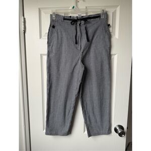 Sag Harbor Pants Medium Women's Navy White Plaid Capris Picnic Sport